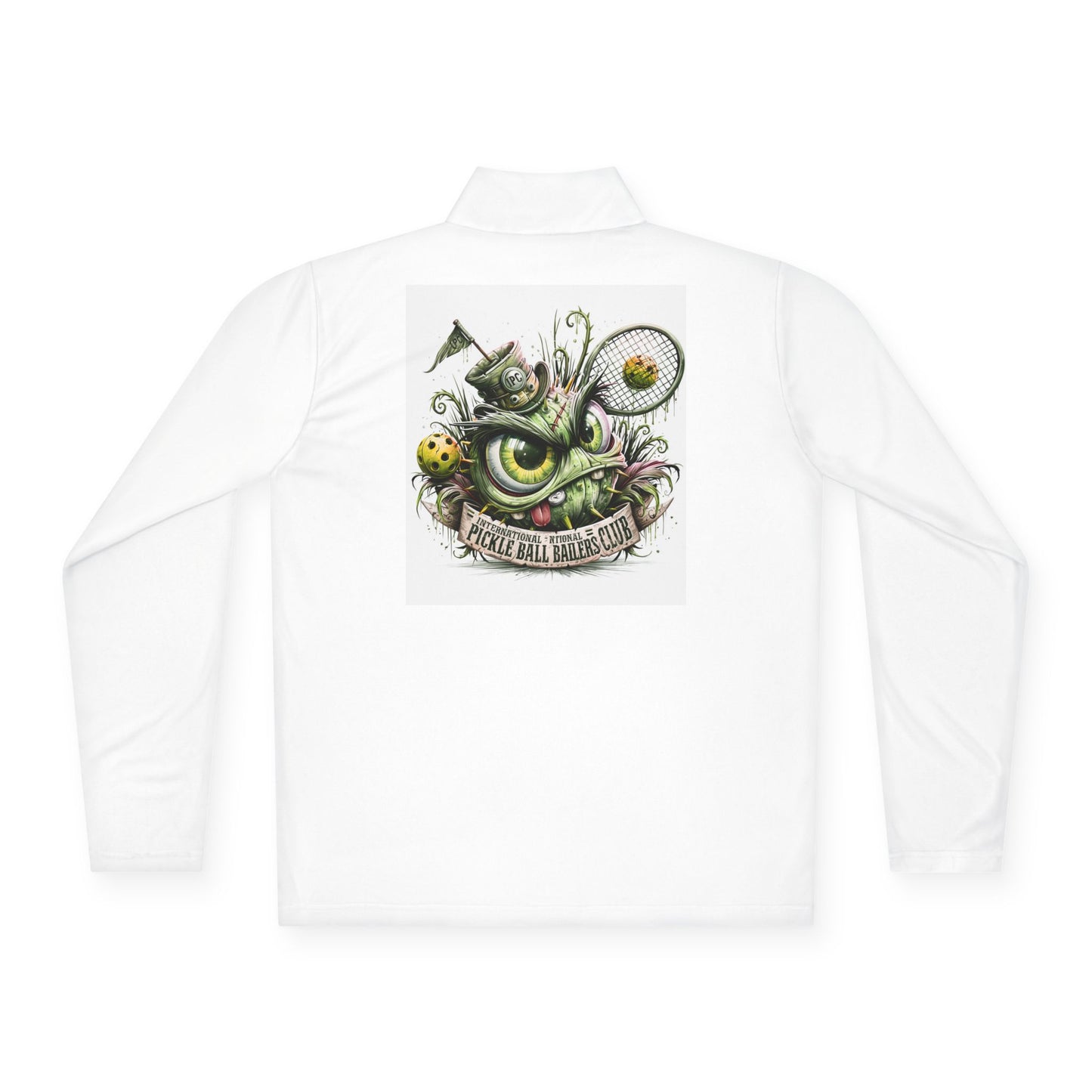 Monster Eye Graphic Quarter-Zip Pullover — Edgy Surf/Skate Art Pullover