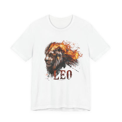 Leo Fire Lion Zodiac T‑Shirt — Bold Flaming Lion Graphic Tee for Leo Birthday