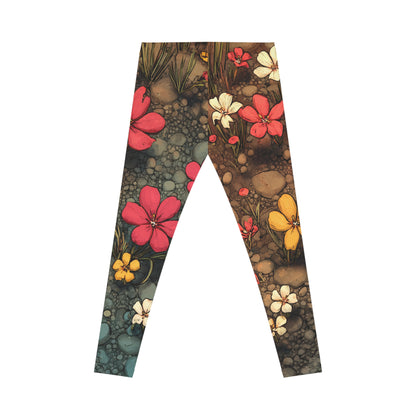 Floral Meadow All-Over Print Leggings — Vintage Wildflower Pattern