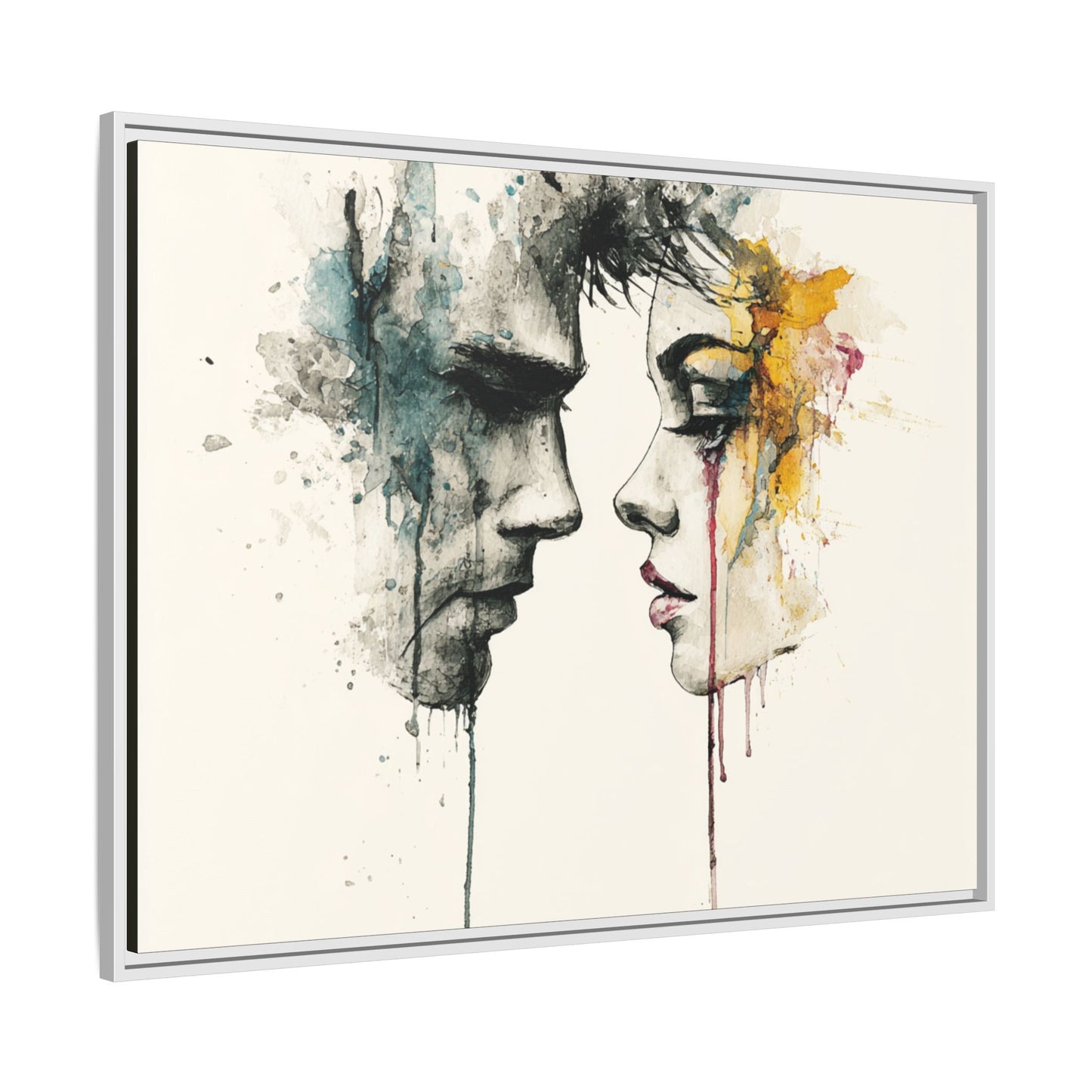Framed Matte Canvas Art — Abstract Watercolor Faces Wall Print