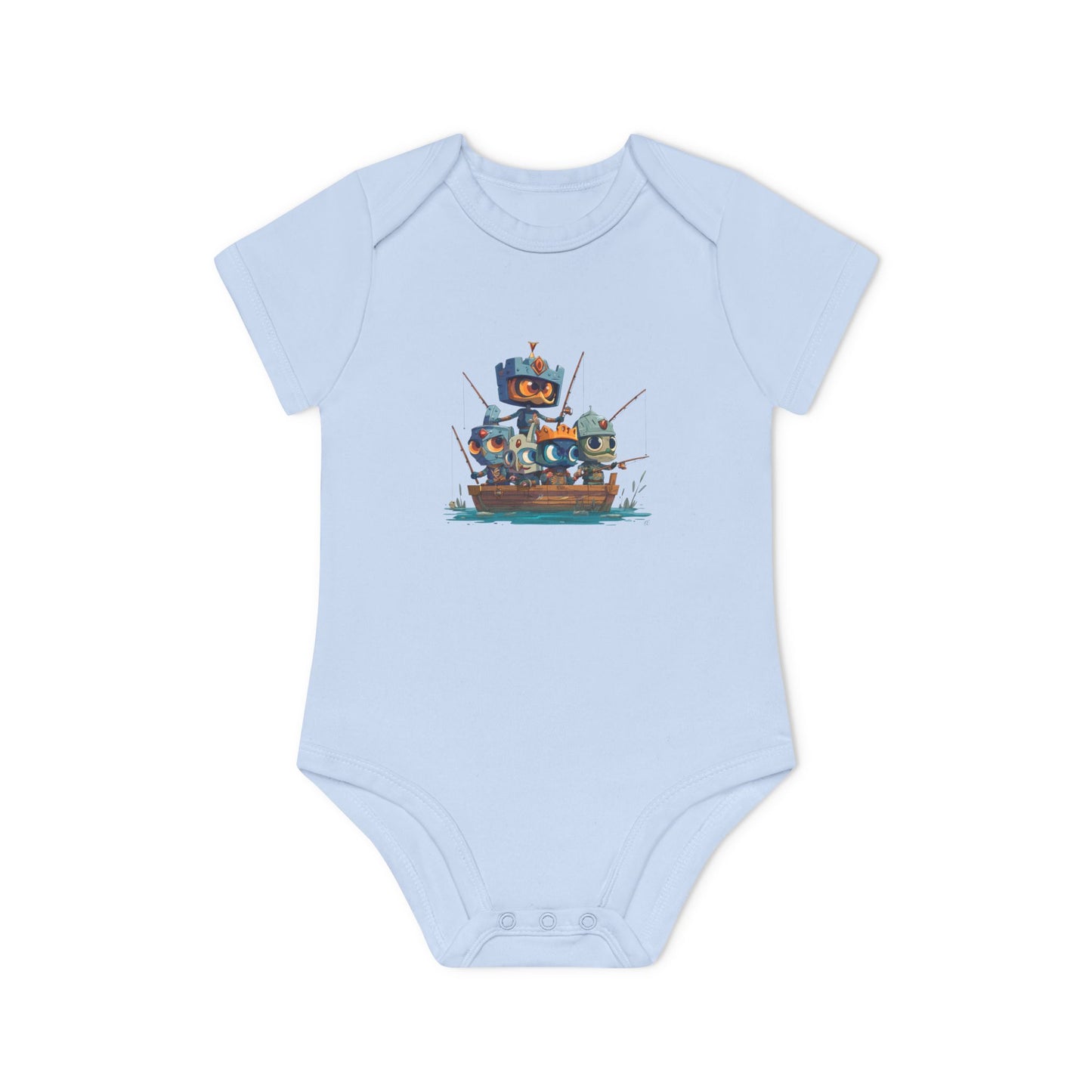 Baby Bodysuit — Cute Robot Pirate Ship Organic Infant Onesie