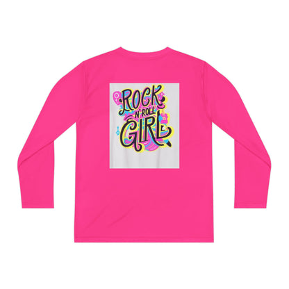 Girls Youth Long Sleeve Tee — "Rock and Roll Girl" Colorful Retro Graphic