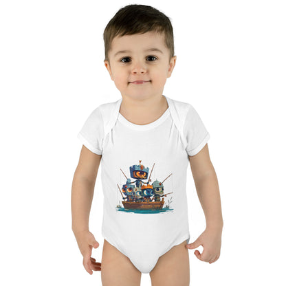 Infant Baby Rib Bodysuit-Baby Knights fishing