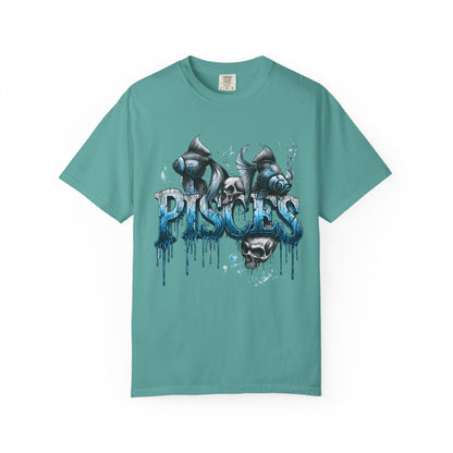 Pisces Zodiac T-Shirt — Artistic Drip Fish Graphic Tee