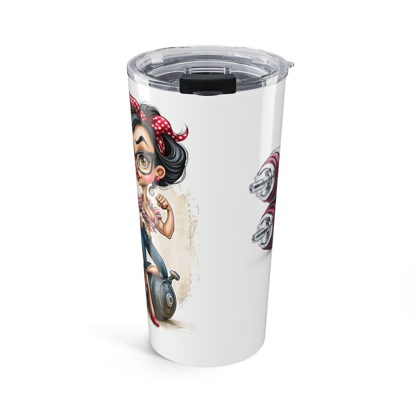 20oz Rockabilly Pin-Up Tumbler — "Get Pumped" Retro Scooter Travel Mug