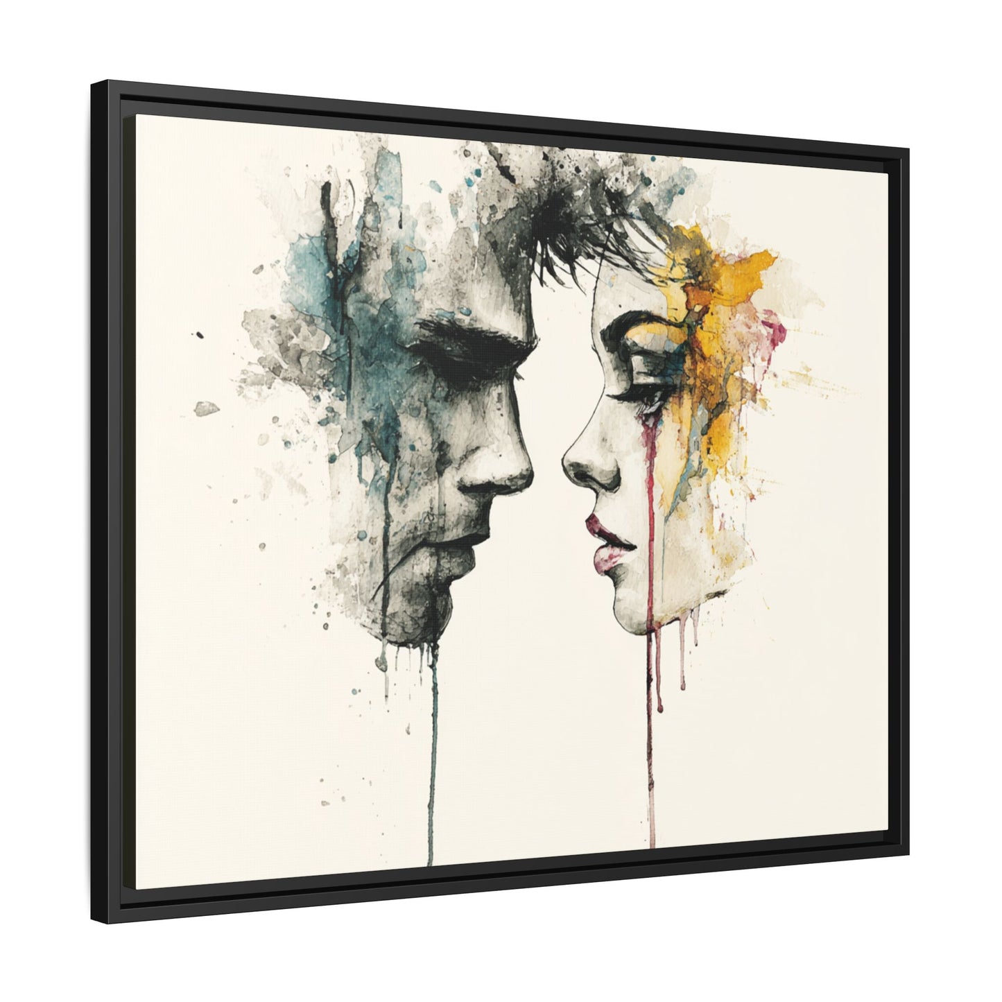 Framed Matte Canvas Art — Abstract Watercolor Faces Wall Print