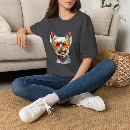 Yorkshire Terrier Sunglasses T-Shirt — Cute Pup with Orange Shades Tee