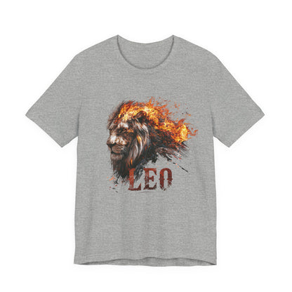 Leo Fire Lion Zodiac T‑Shirt — Bold Flaming Lion Graphic Tee for Leo Birthday