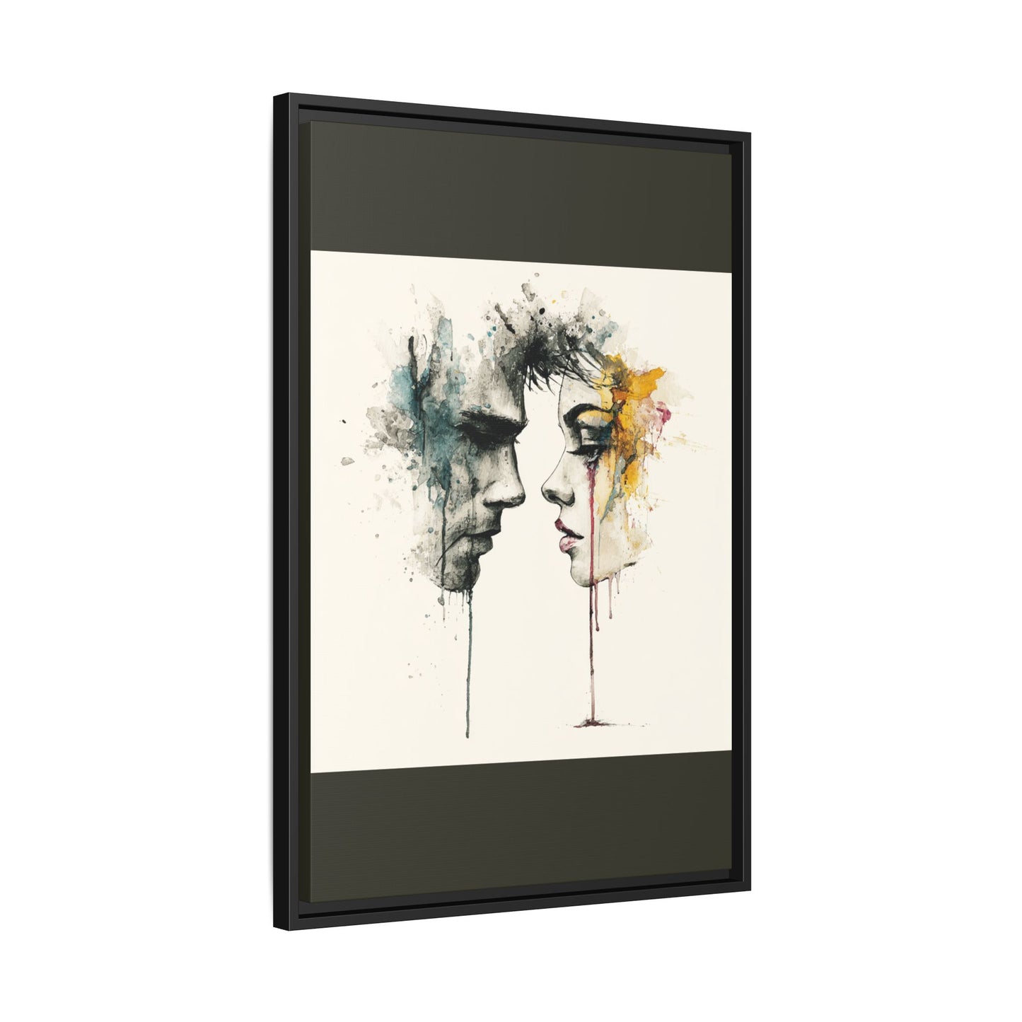 Framed Matte Canvas Art — Abstract Watercolor Faces Wall Print
