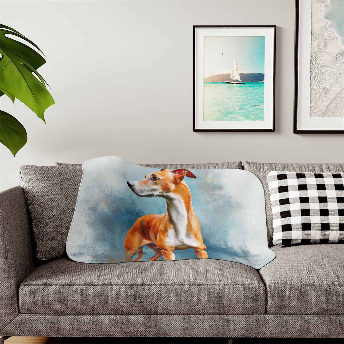 The Azawakh  West African sighthound Sherpa Blanket — Cozy Watercolor Dog Throw