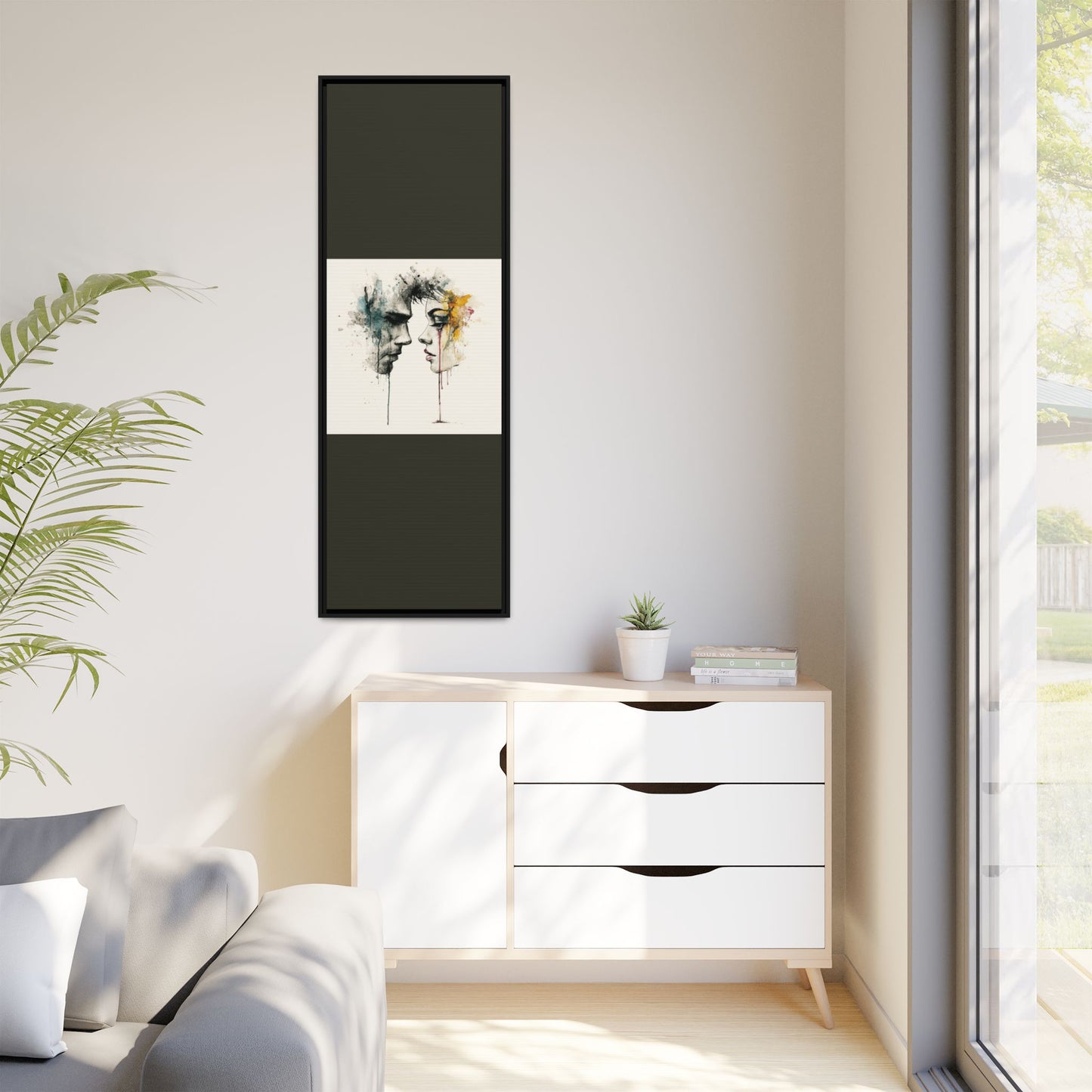 Framed Matte Canvas Art — Abstract Watercolor Faces Wall Print