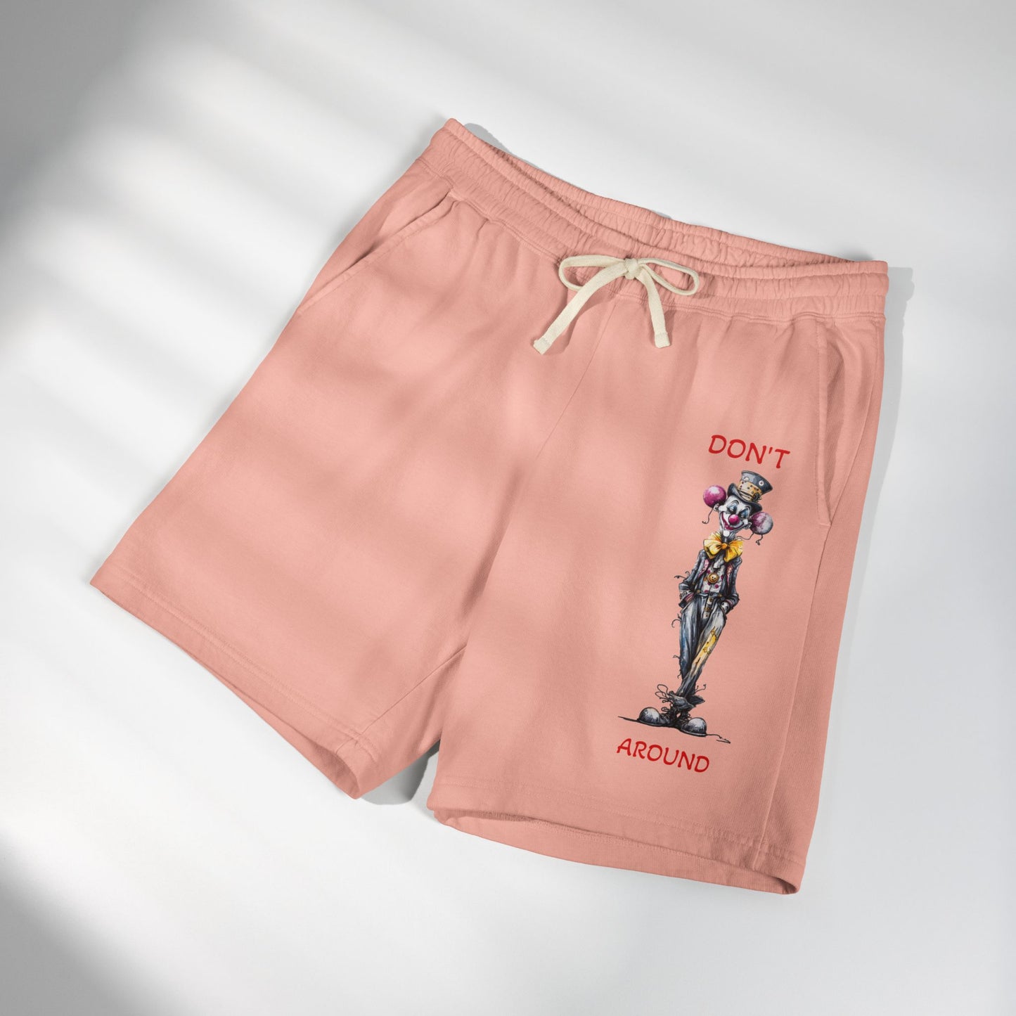 Don't Around Sweat Shorts — Graphic Clown Illustration Fleece Shorts