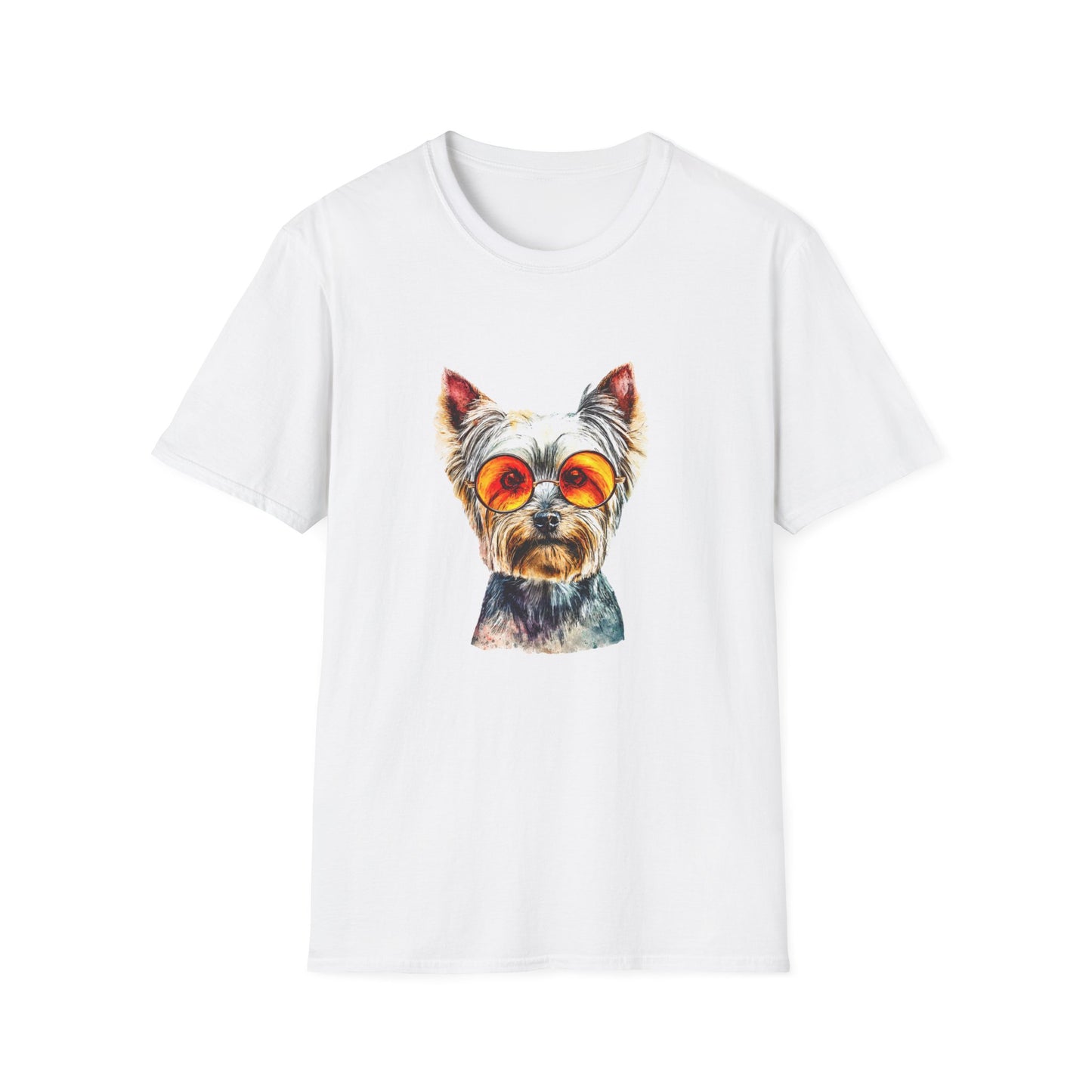 Yorkshire Terrier Sunglasses T-Shirt — Cute Pup with Orange Shades Tee