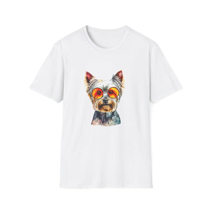 Yorkshire Terrier Sunglasses T-Shirt — Cute Pup with Orange Shades Tee