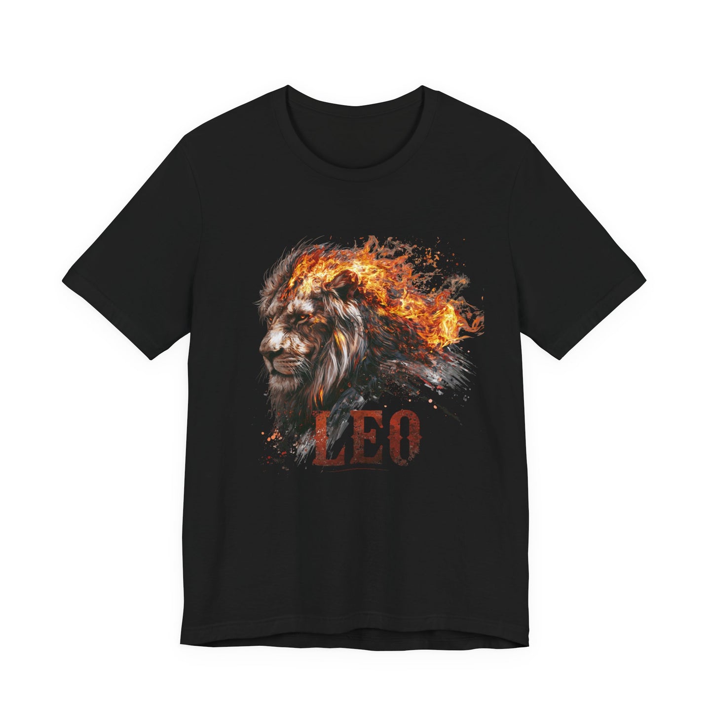 Leo Fire Lion Zodiac T‑Shirt — Bold Flaming Lion Graphic Tee for Leo Birthday