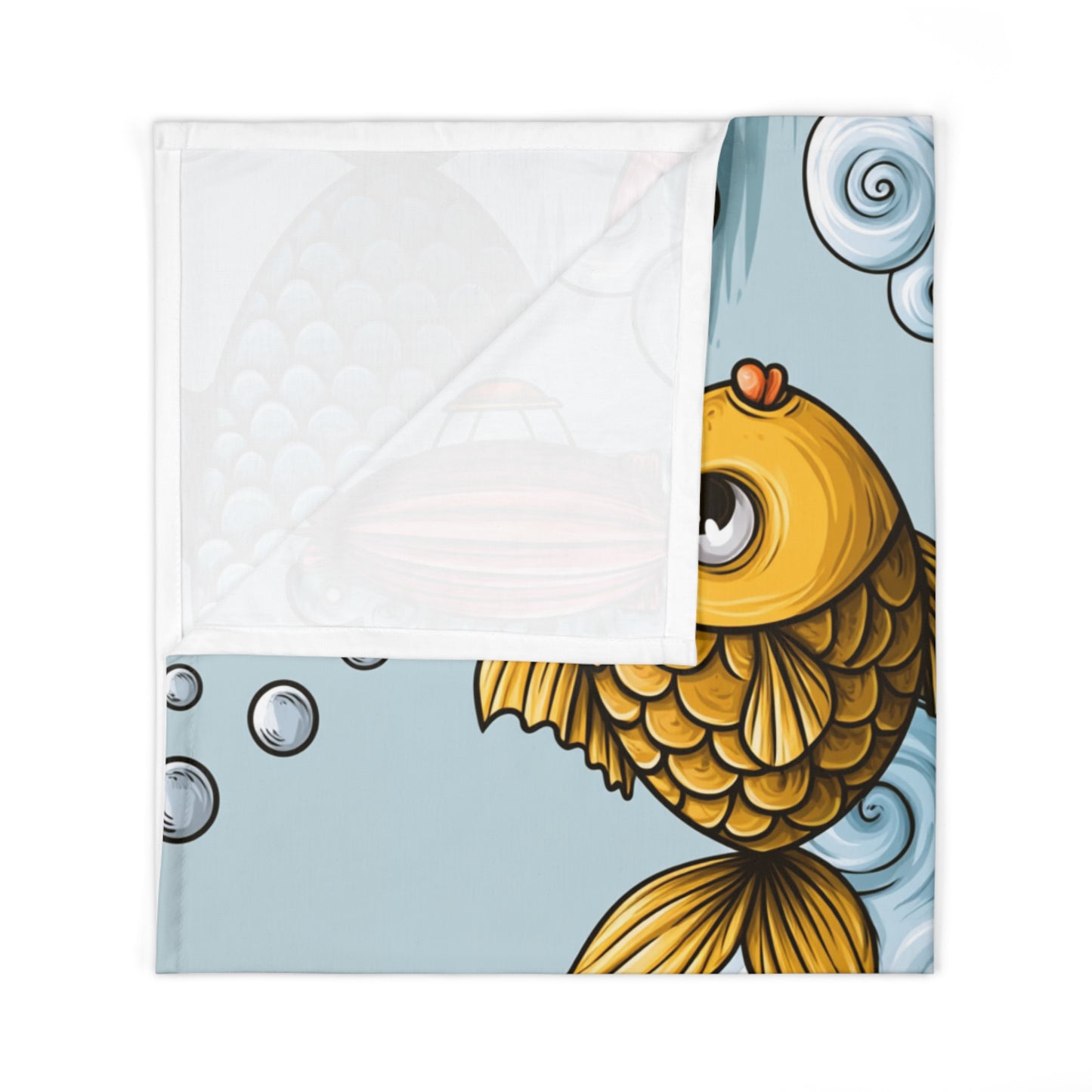 Underwater Dreams Baby Swaddle Blanket — Cute Goldfish & Whales Nursery Wrap
