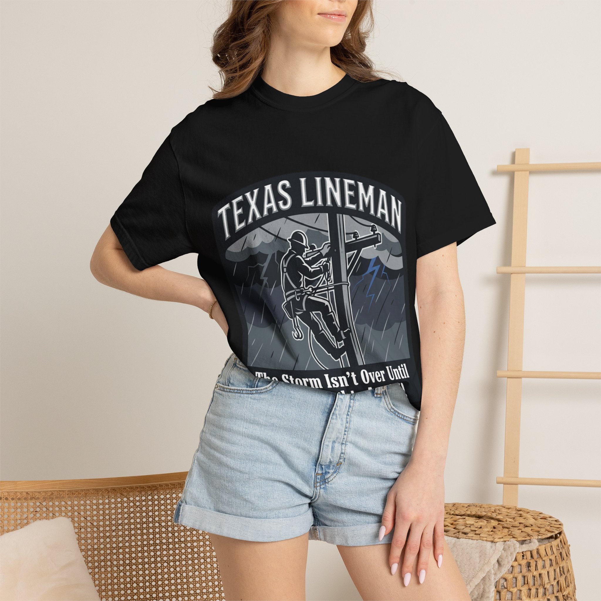 Texas Lineman T-Shirt — "The Storm Isn't Over Until All The Lights Are ON" Electrical Worker Tee