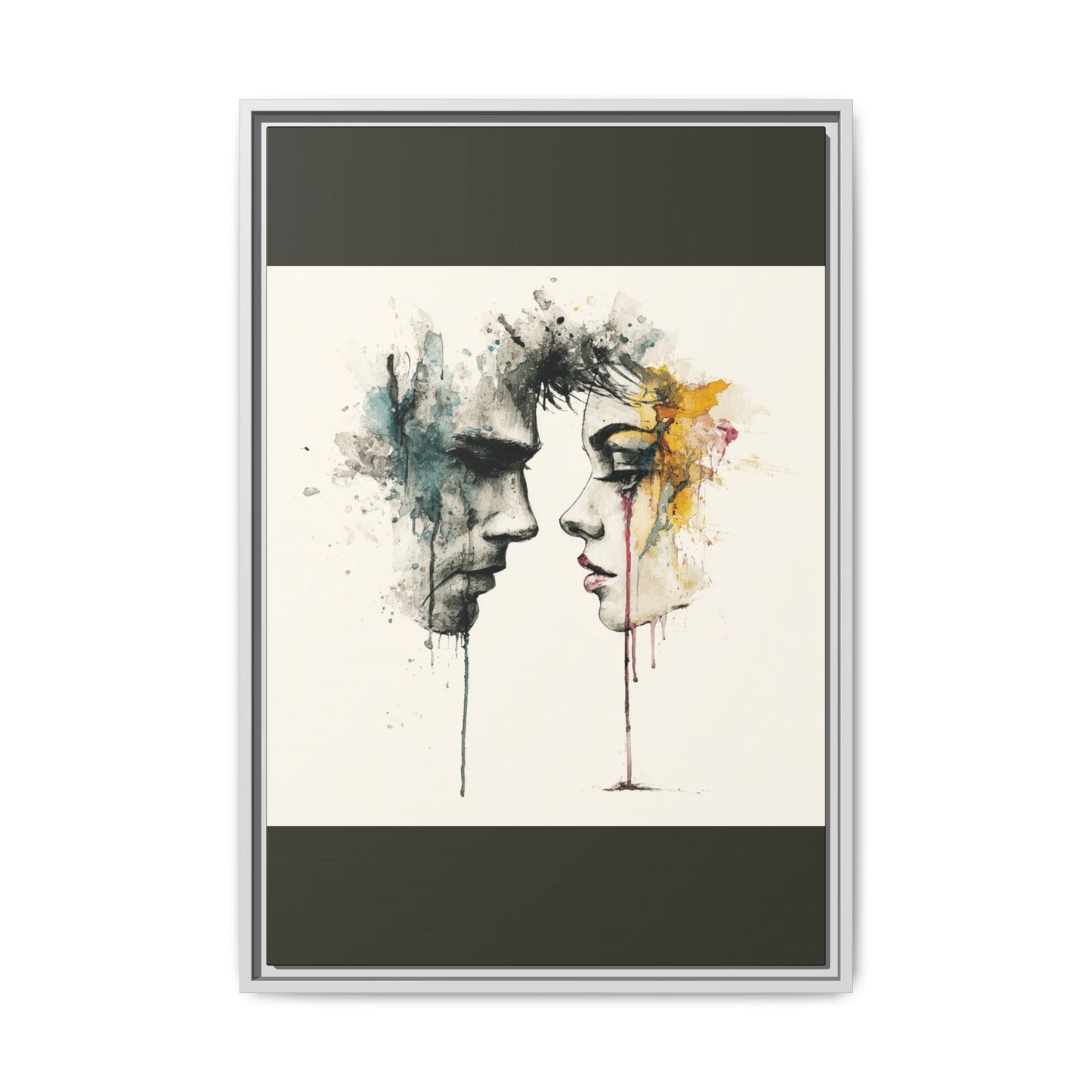 Framed Matte Canvas Art — Abstract Watercolor Faces Wall Print