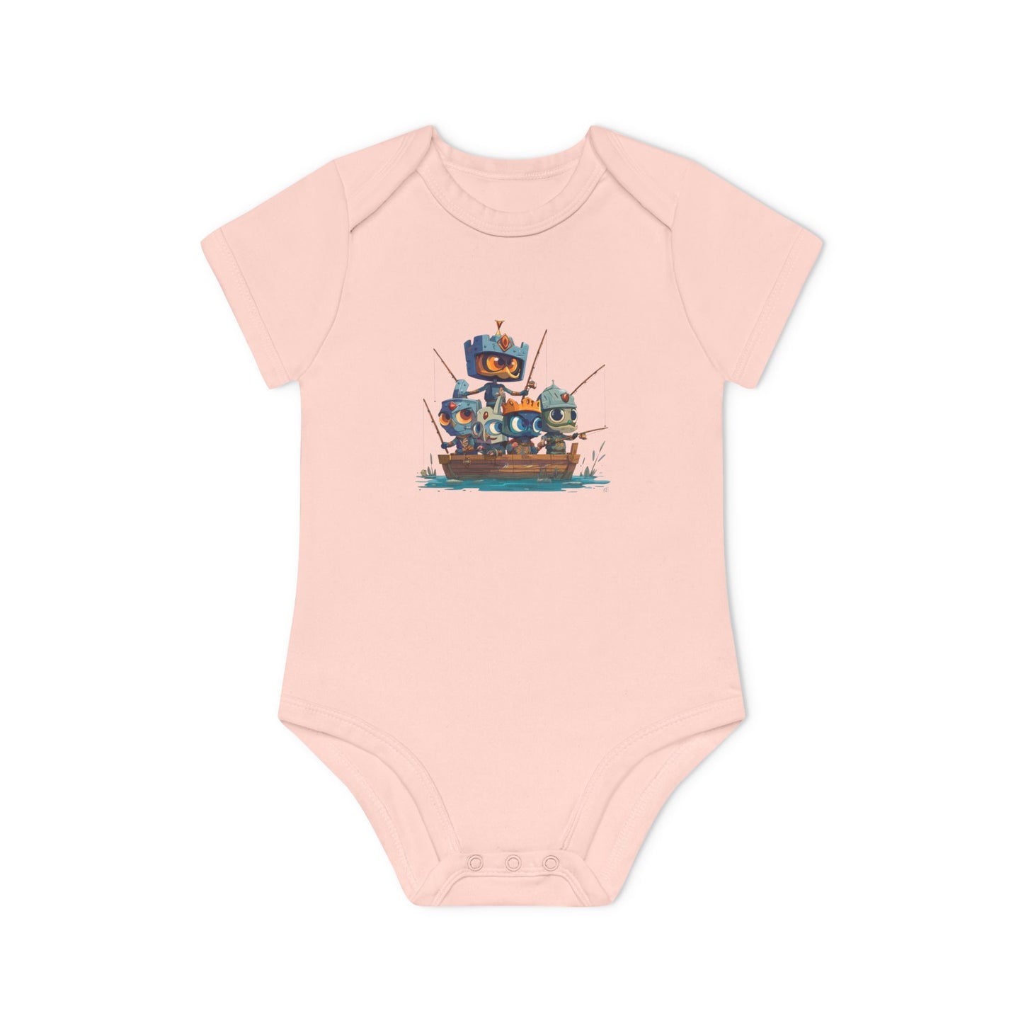 Baby Bodysuit — Cute Robot Pirate Ship Organic Infant Onesie