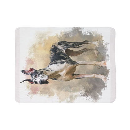 Great Dane Watercolor Fleece Sherpa Blanket — Cozy Dog Lover Throw