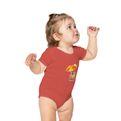 Baby Bodysuit — Cute Baby on Beach Chair with Umbrella (Combed Cotton)