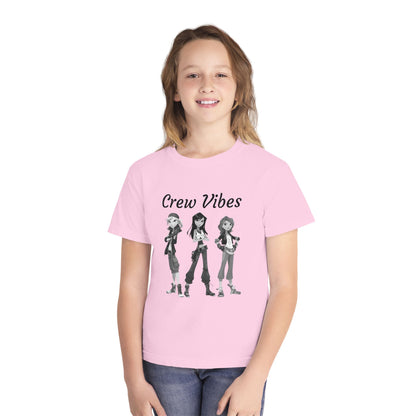 Girls Youth Tee — “The Crew” Graphic Shirt for Kids | Cool Cartoon Squad Design