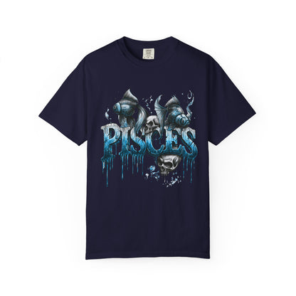 Pisces Zodiac T-Shirt — Artistic Drip Fish Graphic Tee