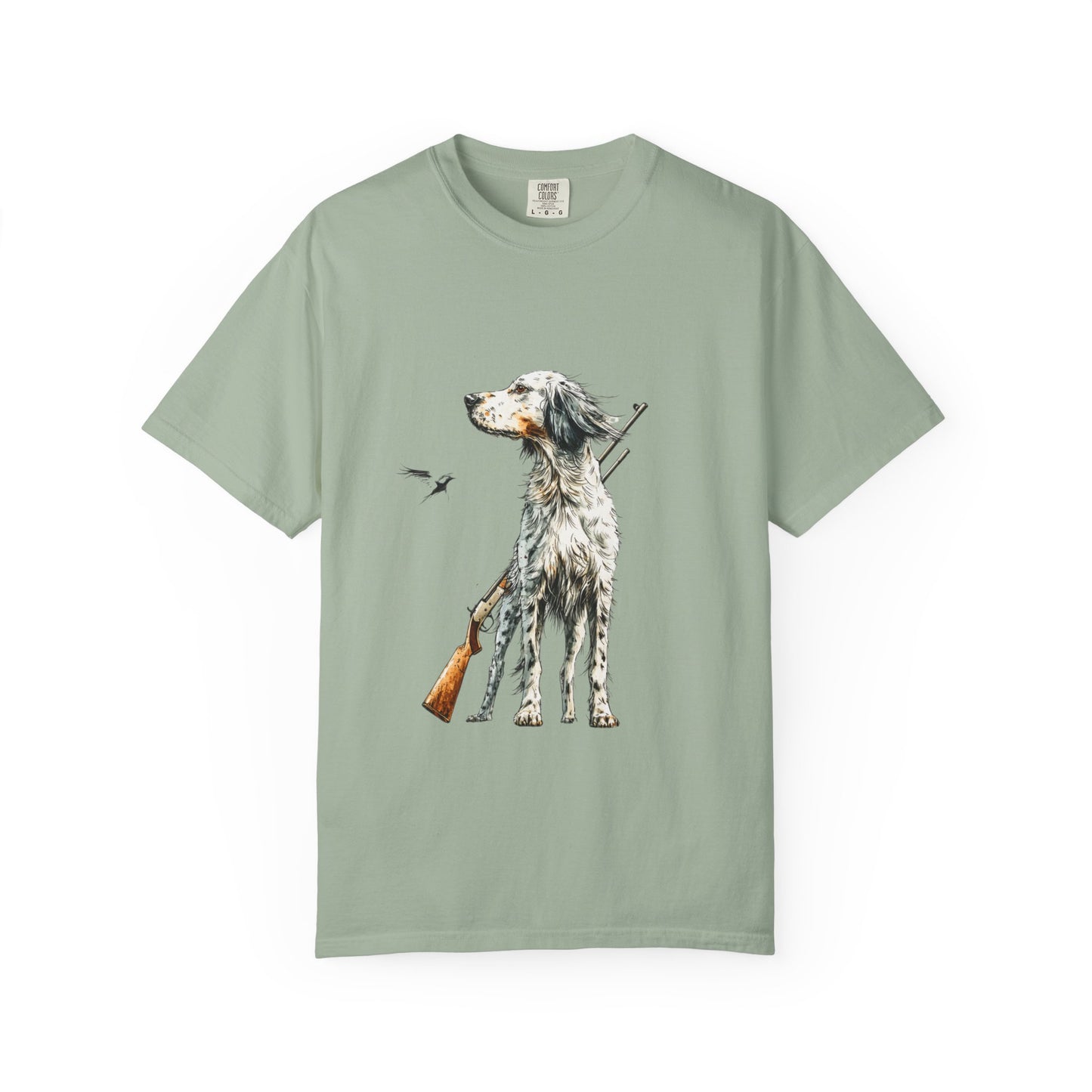 Hunting Dog Graphic T-Shirt — Watercolor Pointer with Shotgun Design