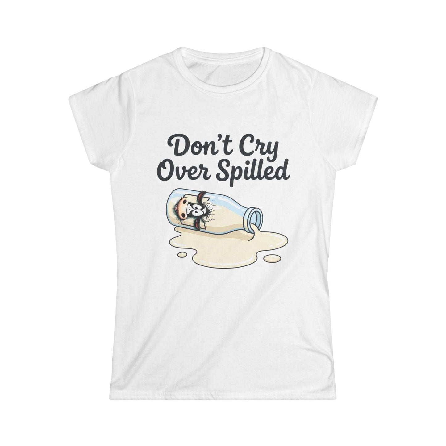 Don't Cry Over Spilled — Women's Tee (Cute Kawaii Cat in Milk Bottle)