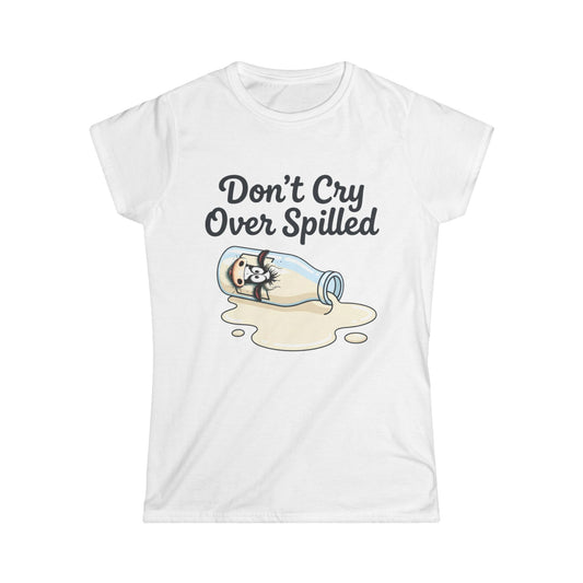 Don't Cry Over Spilled — Women's Tee (Cute Kawaii Cat in Milk Bottle)