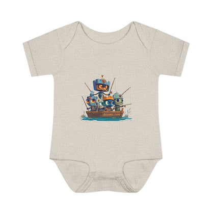 Infant Baby Rib Bodysuit-Baby Knights fishing