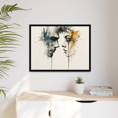 Framed Matte Canvas Art — Abstract Watercolor Faces Wall Print