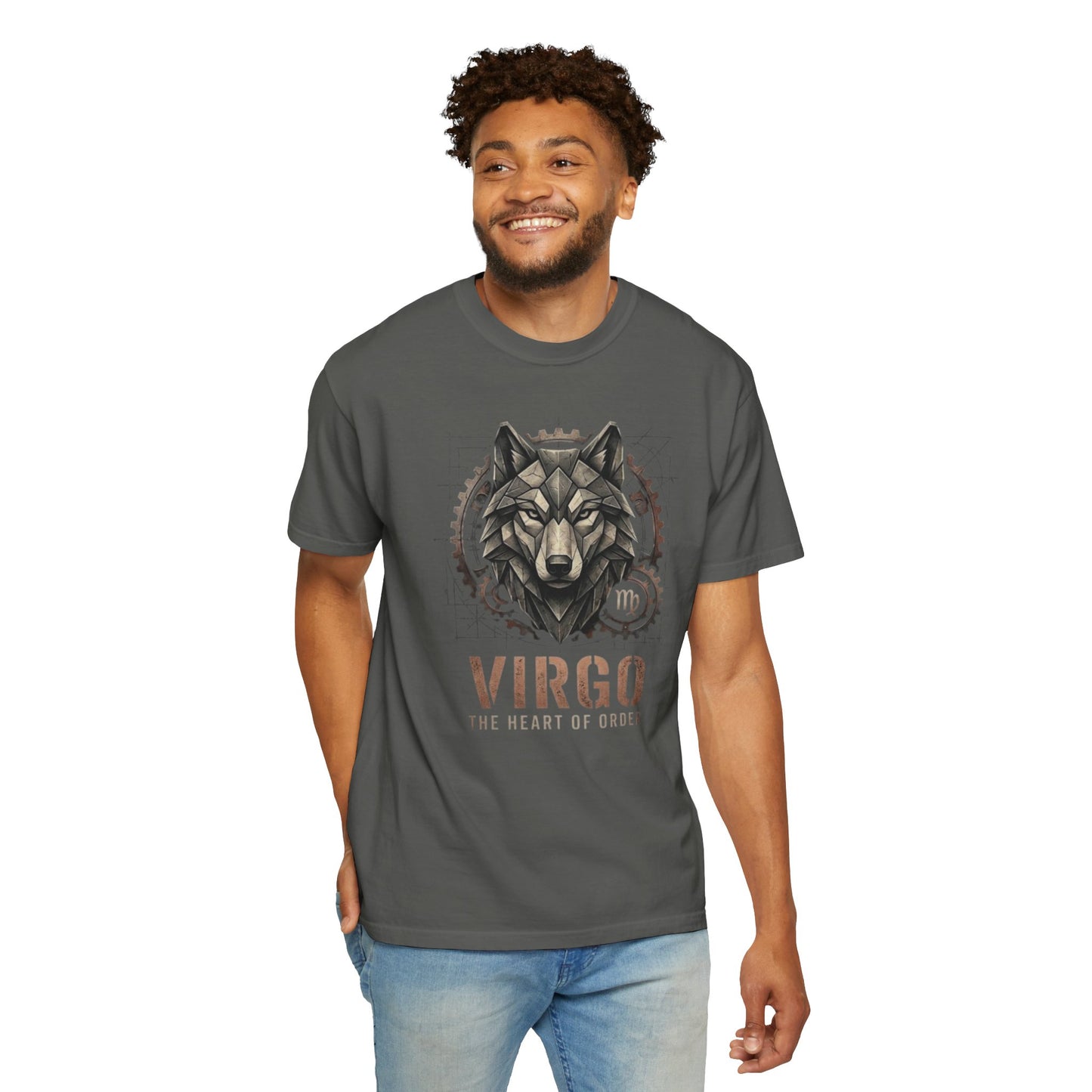 Virgo Wolf T-Shirt for Him — "The Heart of Order" Zodiac Tee