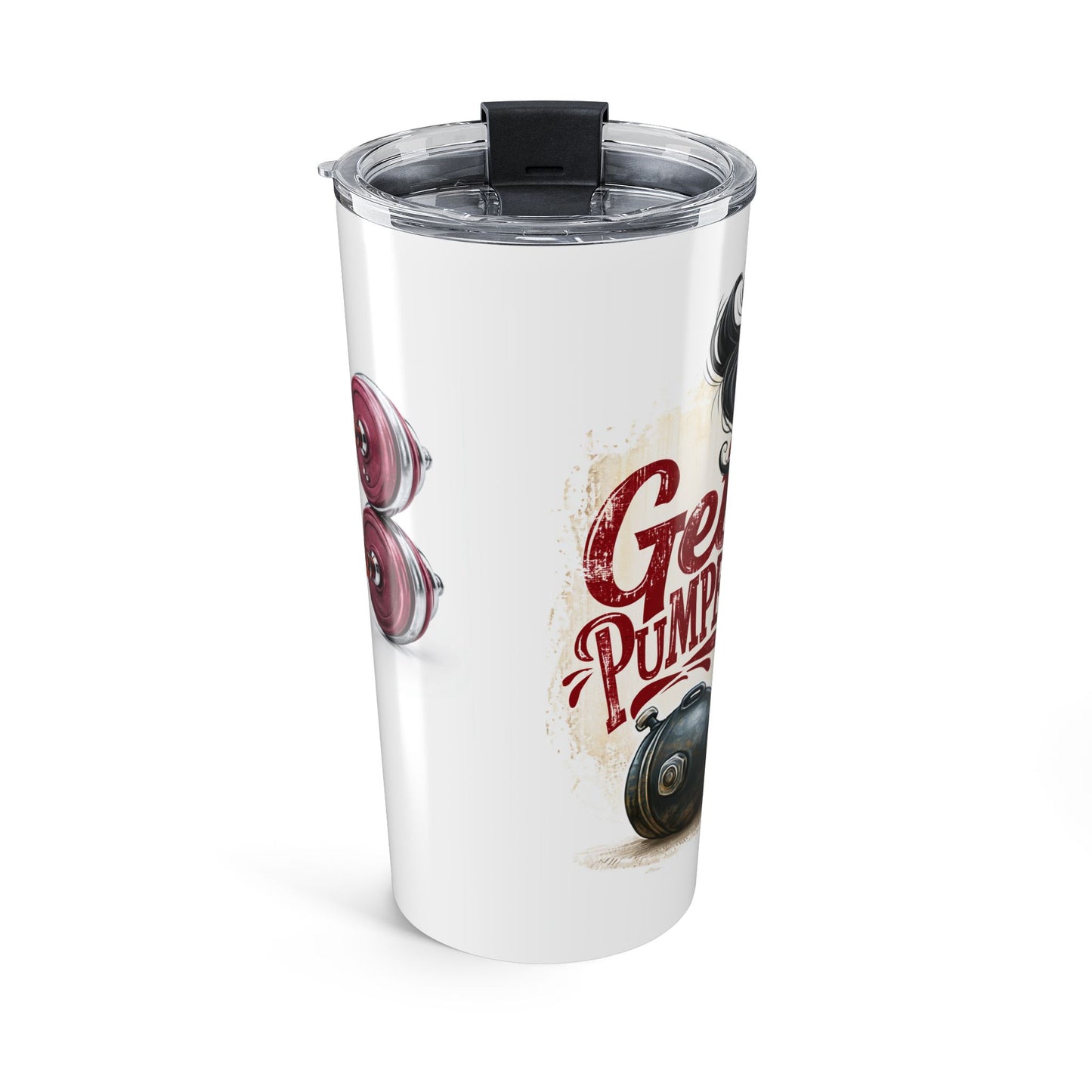 20oz Rockabilly Pin-Up Tumbler — "Get Pumped" Retro Scooter Travel Mug