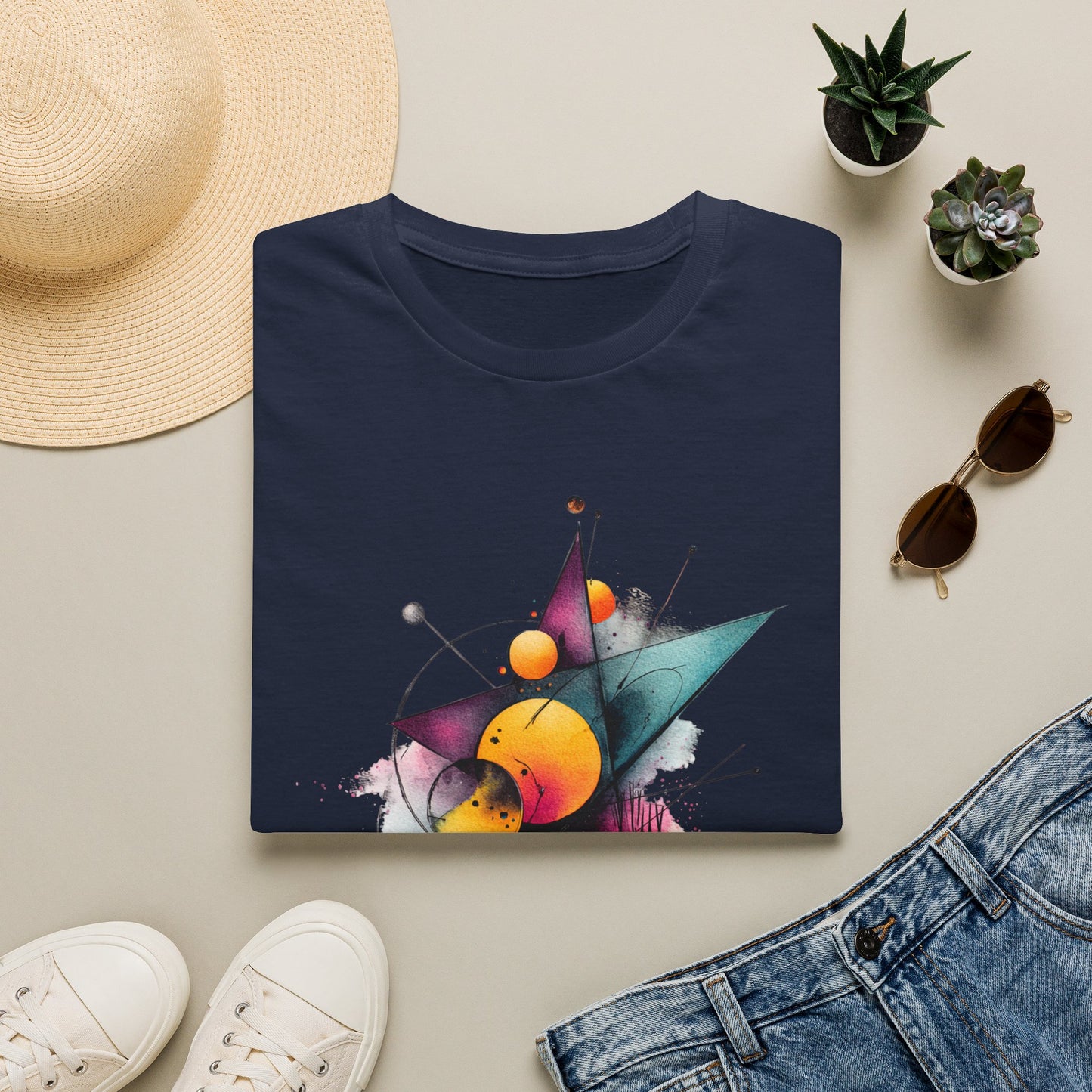 Abstract Geometric Planet Art T-Shirt