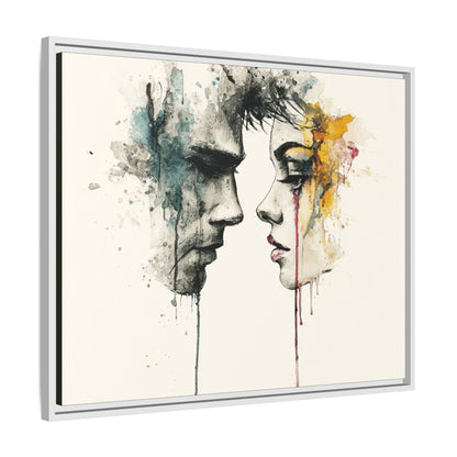 Framed Matte Canvas Art — Abstract Watercolor Faces Wall Print