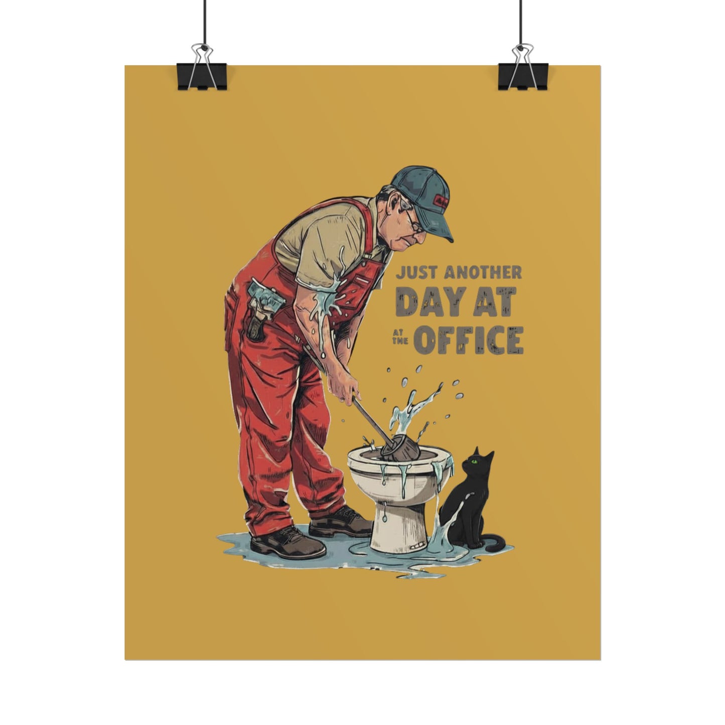 Rolled Poster — "Just Another Day at the Office" Plumber Retro Wall Art
