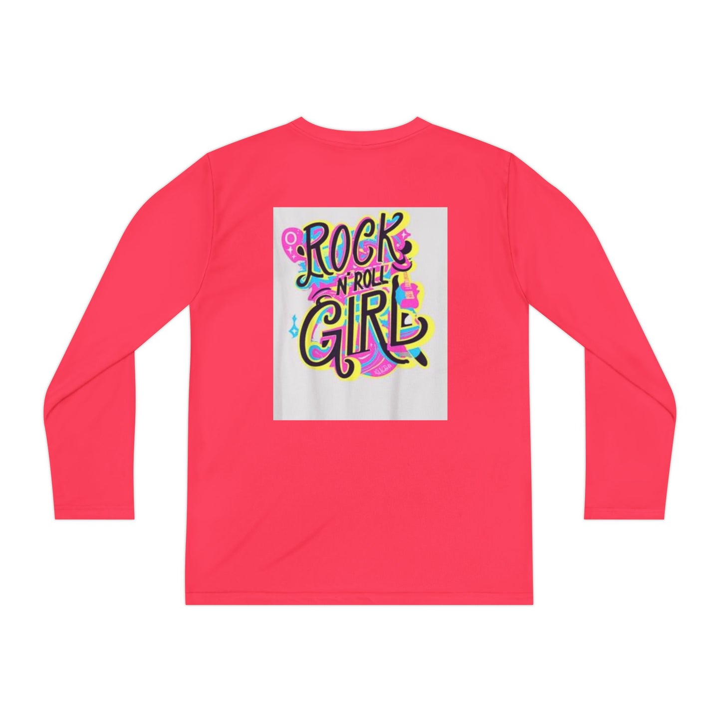 Girls Youth Long Sleeve Tee — "Rock and Roll Girl" Colorful Retro Graphic