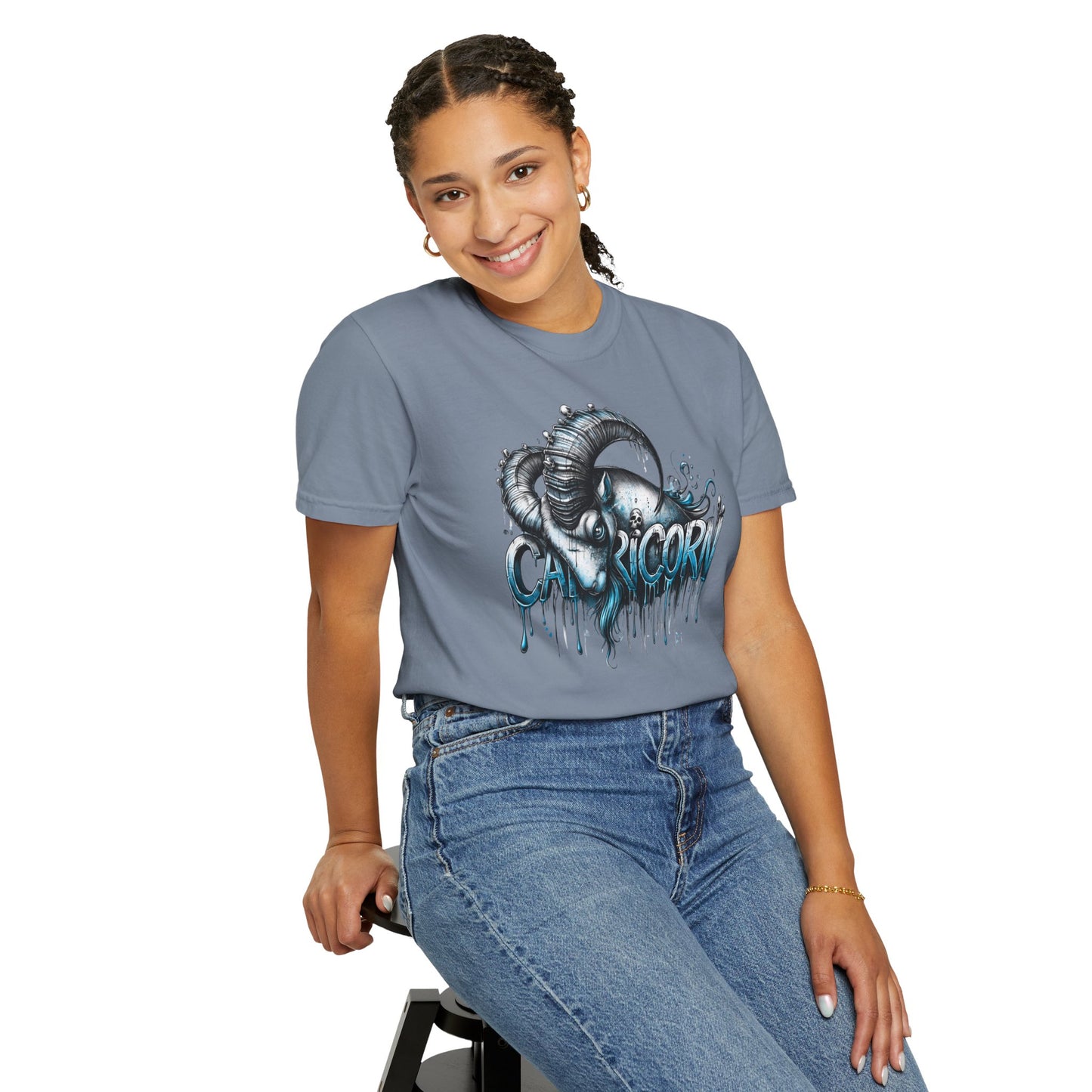 Capricorn-Zodiac Graphic Tee (Goat Horn Illustration)