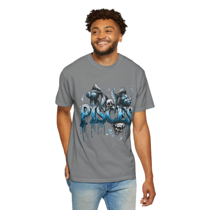 Pisces Zodiac T-Shirt — Artistic Drip Fish Graphic Tee