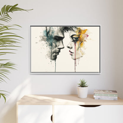 Framed Matte Canvas Art — Abstract Watercolor Faces Wall Print