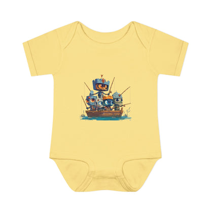 Infant Baby Rib Bodysuit-Baby Knights fishing