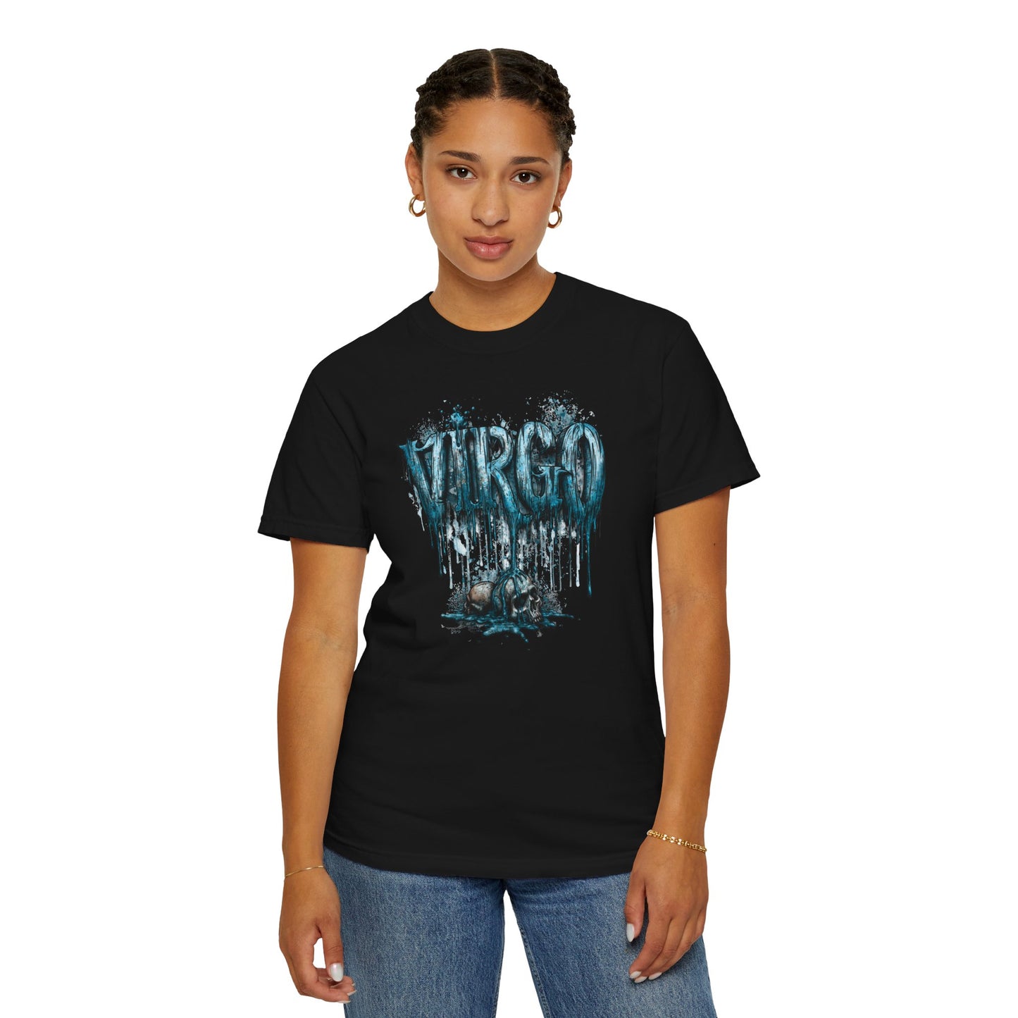 Virgo Graphic T-Shirt — Grunge Zodiac Tee with 'Virgo' Dripping Design