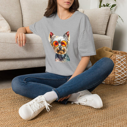 Yorkshire Terrier Sunglasses T-Shirt — Cute Pup with Orange Shades Tee