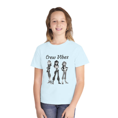 Girls Youth Tee — “The Crew” Graphic Shirt for Kids | Cool Cartoon Squad Design