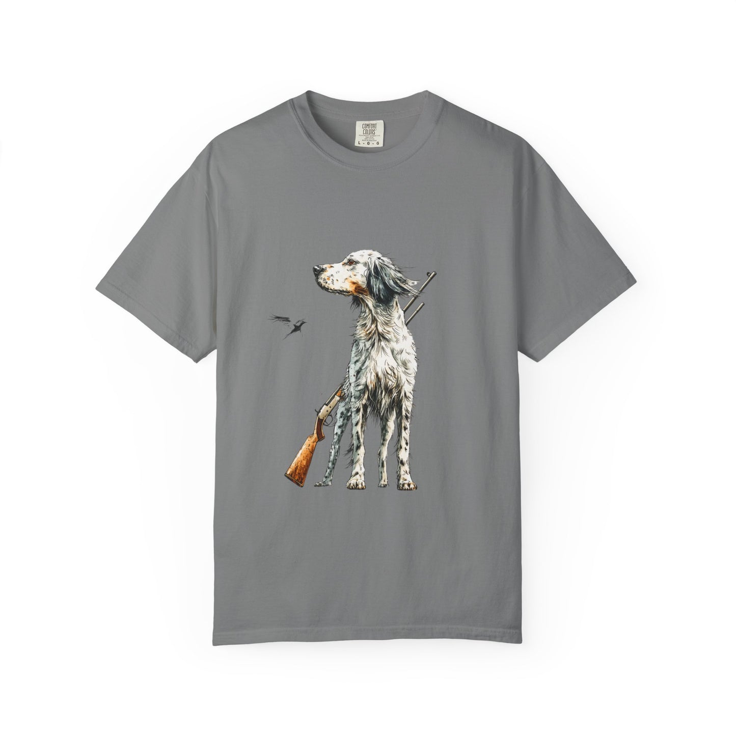 Hunting Dog Graphic T-Shirt — Watercolor Pointer with Shotgun Design