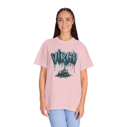 Virgo Graphic T-Shirt — Grunge Zodiac Tee with 'Virgo' Dripping Design