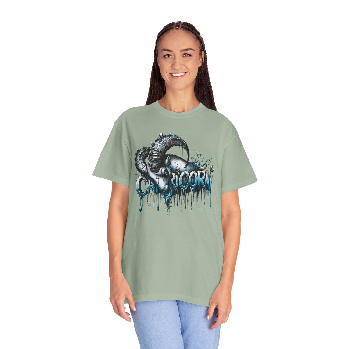 Capricorn-Zodiac Graphic Tee (Goat Horn Illustration)