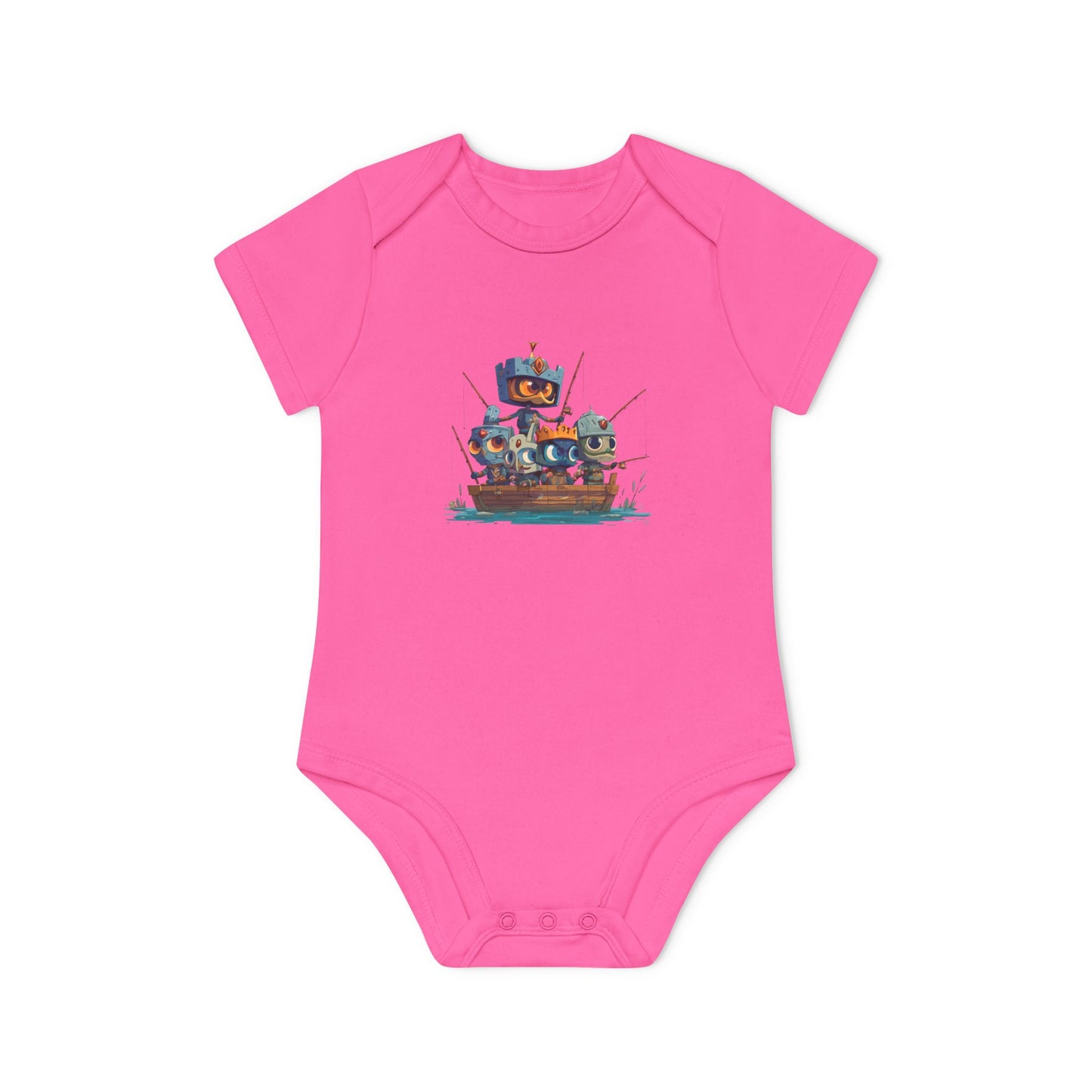 Baby Bodysuit — Cute Robot Pirate Ship Organic Infant Onesie