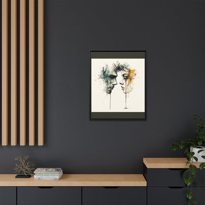 Framed Matte Canvas Art — Abstract Watercolor Faces Wall Print